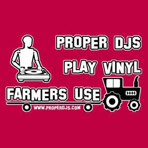 PROPER DJS PLAY VINYL  /  RED T SHIRT LARGE
