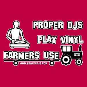 PROPER DJS PLAY VINYL  /  RED T SHIRT X LARGE