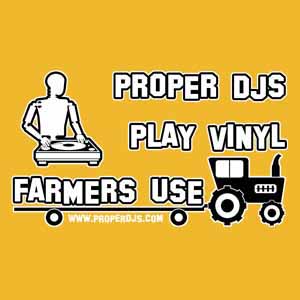 PROPER DJS PLAY VINYL  /  YELLOW T SHIRT MEDIUM
