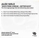 ALEX GOLD / BACK FROM A BREAK (BETTER DAYZ)